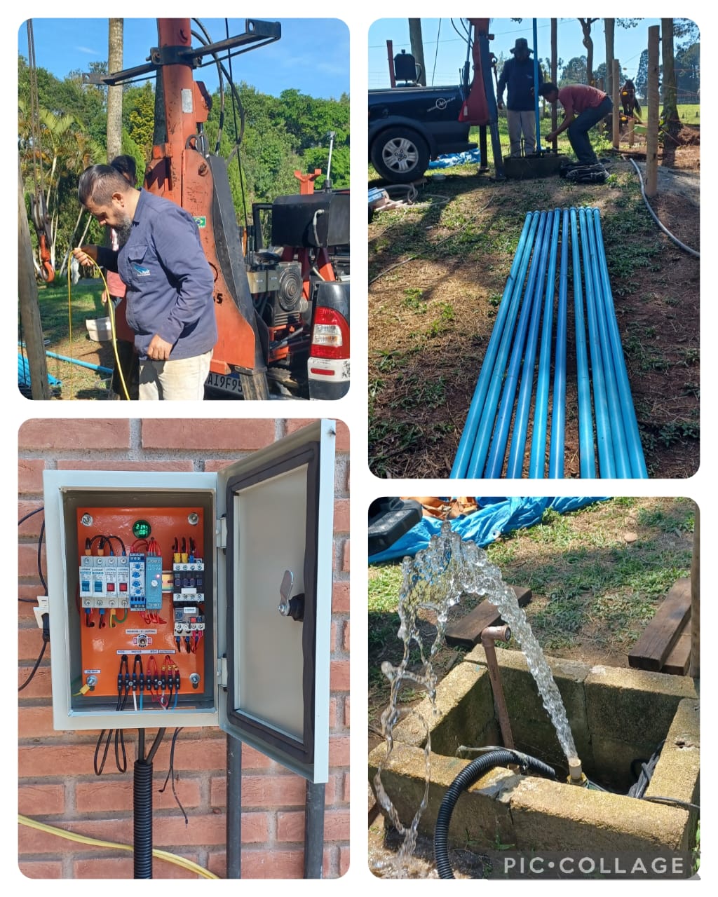 Bomba e painel em manutenção